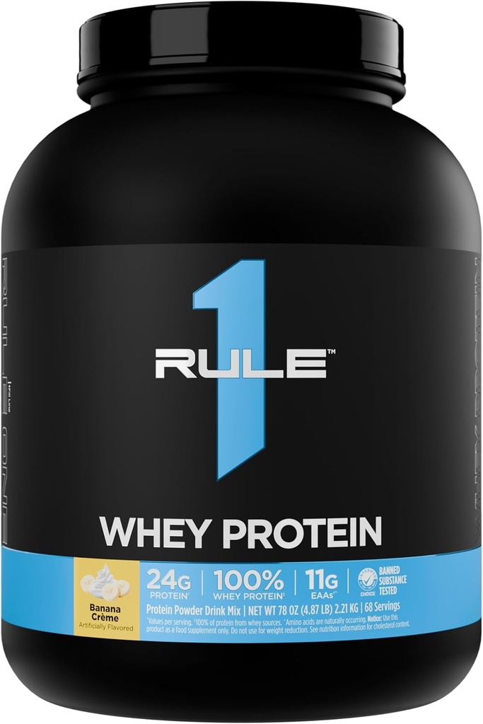 Regra 1 Whey Protein – 24g Fast-Acting Protein from All-Whey Sources with Naturally Occurring EAAs & BCAAs for Workout Recovery or Anytime Use (5 libras*, Banana Creme)