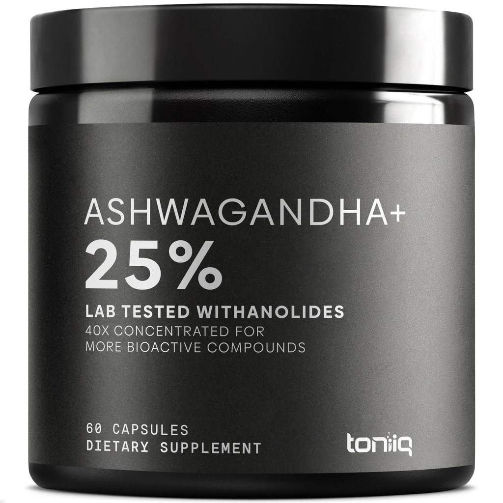 Ashwagandha - Ultra Alta Potência 40:1 Extrato com 25% de Withanolides - Selvagem Colhida na Índia - Altamente Concentrado e Laboratório de Terceiros Testado - 60 Cápsulas
