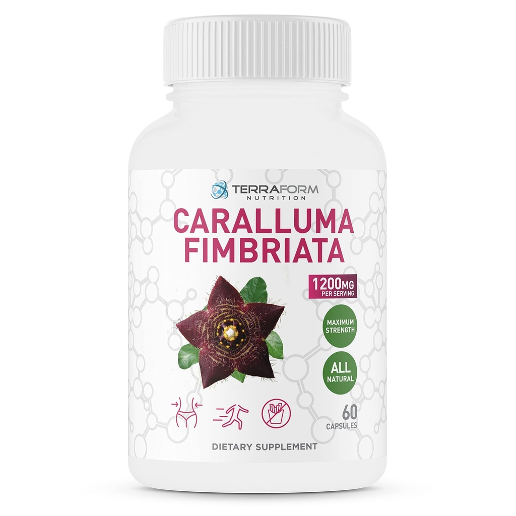 Caralluma Fimbriata - 100% Pure - Suplemento de perda de peso de força máxima - 1200mg - Supressor de apetite natural para mulheres e homens - Metabolismo Booster - Made in USA - 1 mês