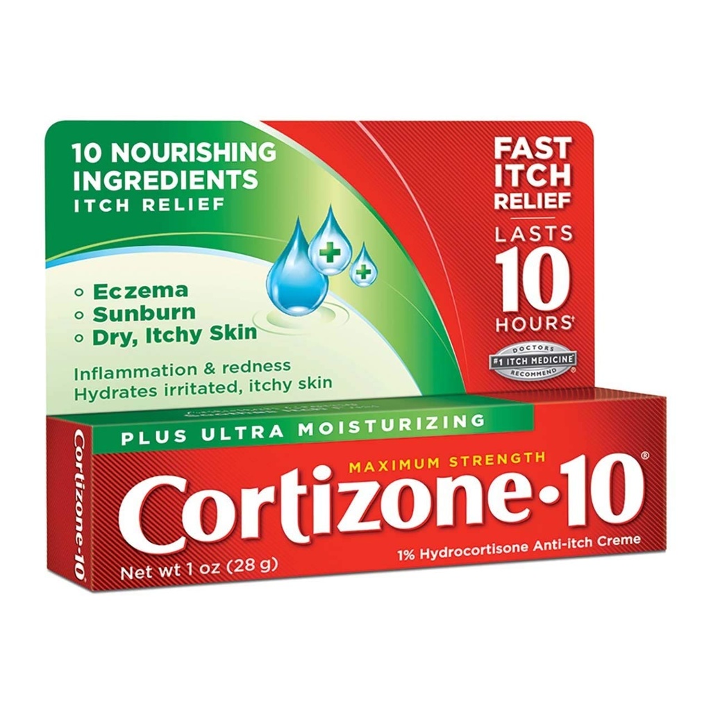Cortizone-10 Anti-Itch Creme Plus Hidratantes de cura, força máxima, 1 oz.