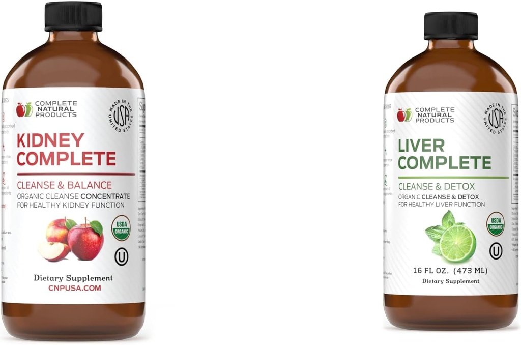 Complete Natural Products Kidney Complete 12 onças & Fígado Complete 16 onças Bundle