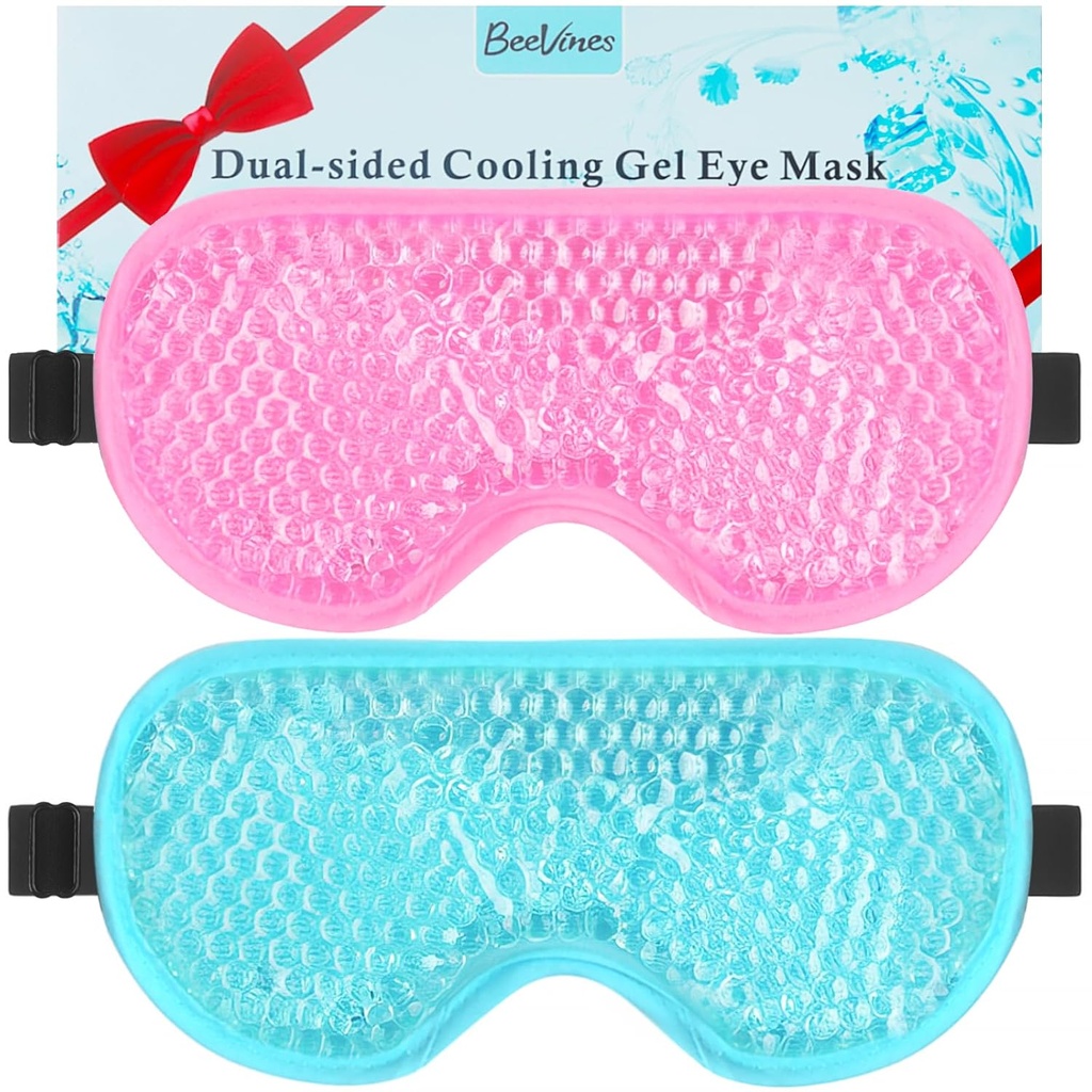 Máscara de olho de gel de BeeVines, 2 máscaras de gelo de refrigeração de embalagem para os olhos Puffy para homens e mulheres, Compressão fria e quente para pós-cirurgia, Puffiness, Alergias, Sinusos e tratamento de enxaquecas