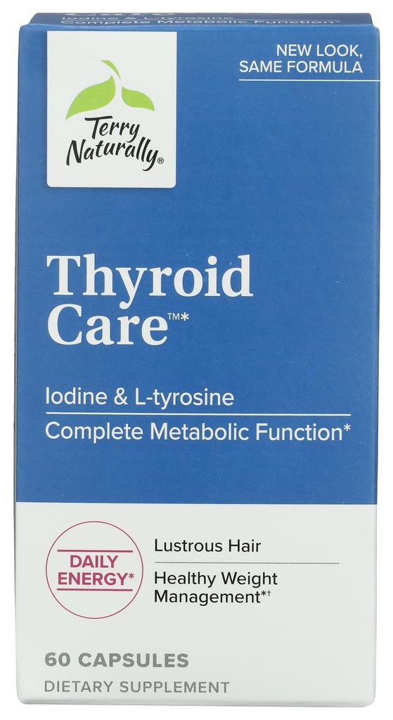 Terry naturalmente cuidado da tireóide - Imune Health & Energy Support Fórmula - Suplemento nutricional com iodo para suporte à saúde da tireóide - Bem-estar Suplemento com L-Tirosina - 60 Cápsulas