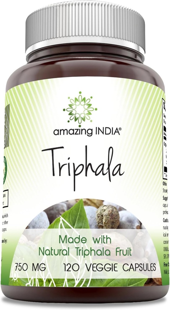 Incrivel Índia Triphala (Natural Triphala Fruit) Suplemento □ 750 Mg por Servindo • 120 Cápsulas Veggies