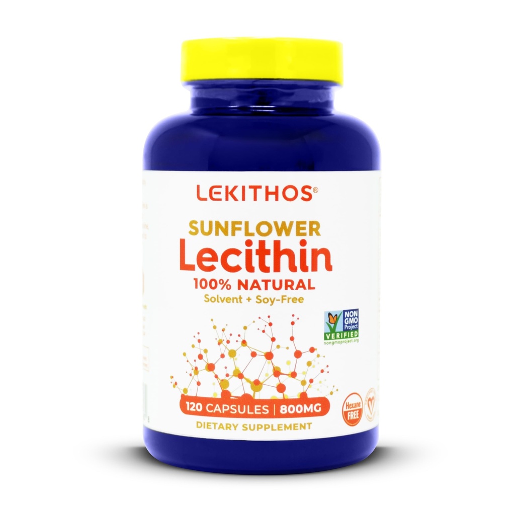 100% All-Natural Sunflower Lecithin Cápsulas,1600mg Lecithin Suplemento para Homens e Mulheres, 120 Count Softgel Cápsulas. Ótimo para suporte de lactação! Frio Pressed, Vegan & Não-GMO