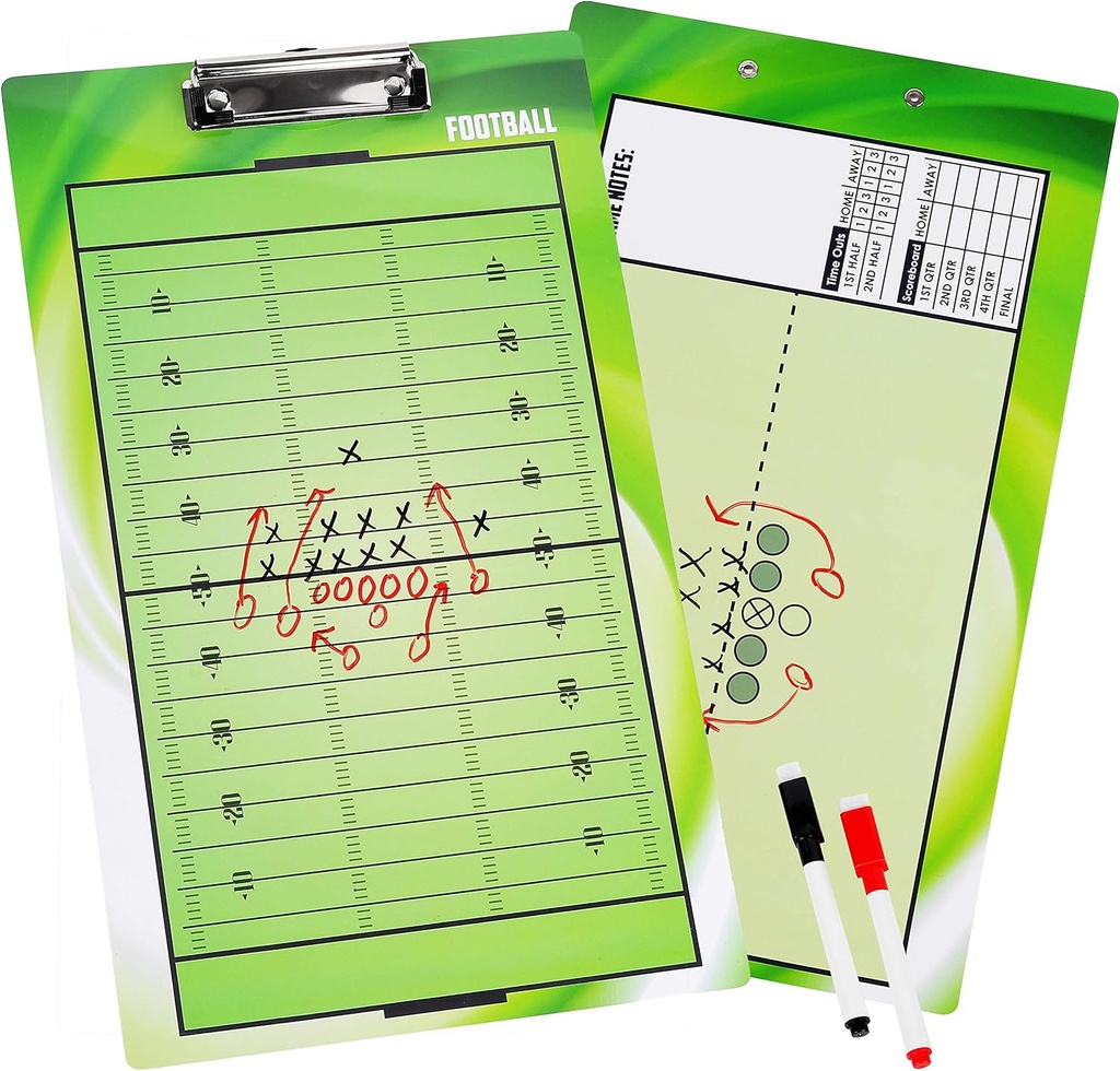 MELHORLINE Football Coaching Board Double-Sided Dry-Erase Clipboard para treinadores de futebol americanos - Vem com 2 canetas apagadas