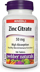 Webber Naturals Citrato de zinco 50 mg, 180 comprimidos
