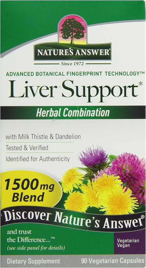 Resposta da natureza Apoio ao fígado Combinação de ervas Suplementos dietéticos Orgânico Natural Vegetariano Vegan Apoio Ideal para função hepática saudável – 1500mg (90 Cápsulas)