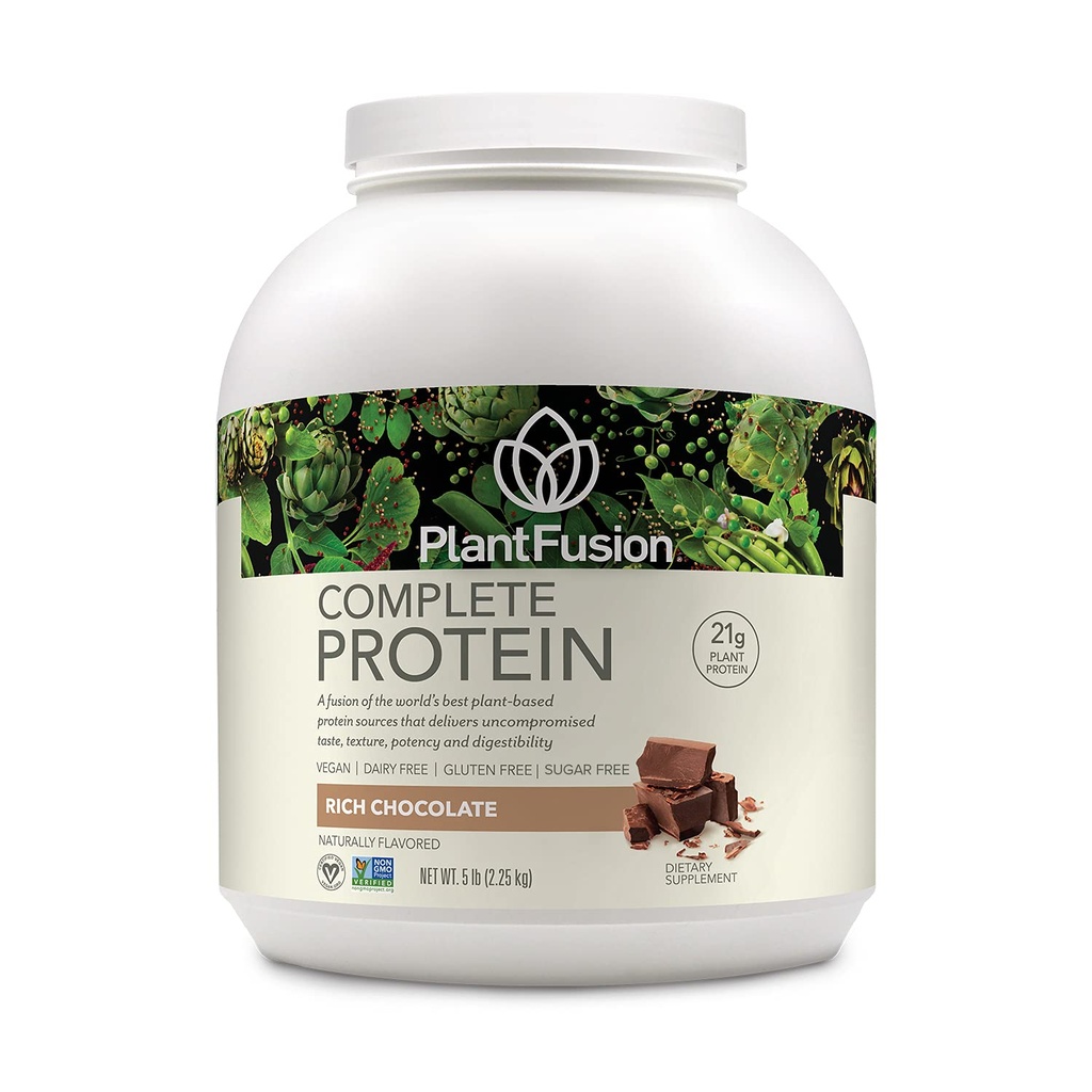 PlantaFusão completa Vegan Protein Powder - Pó de proteína baseada em plantas com BCAAs, Enzimas Digestivas e proteína de ervilha - Keto, Sem glúten, Soja, Não lácteos, Sem açúcar, Não-GMO - Chocolate rico 5 lb