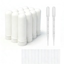 12 Conjuntos Óleo Essencial Aromaterapia Tubos Inalador Sticks Blank Nasal Inhalers(12 Complete Sticks) + 2 Polyetileno Pipette Droppers