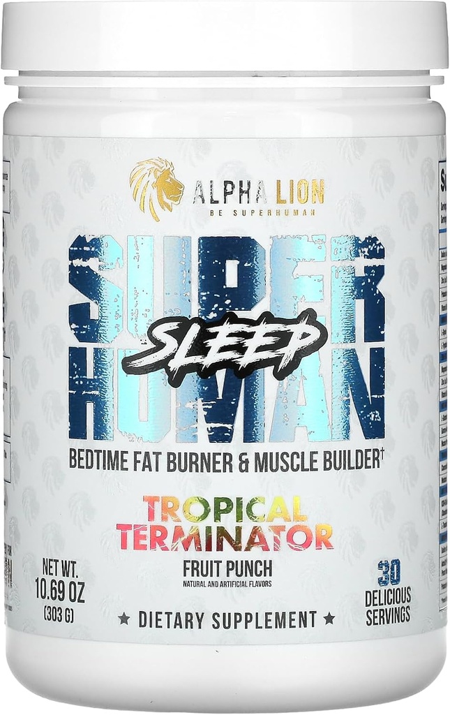 ALFA LION Suplemento sobre-humano do sono, Ajuda nocturna, Recuperação muscular, Muscle Builder & Gainer, melhora a composição corporal (30 Servings, Fruit Punch Flavor)