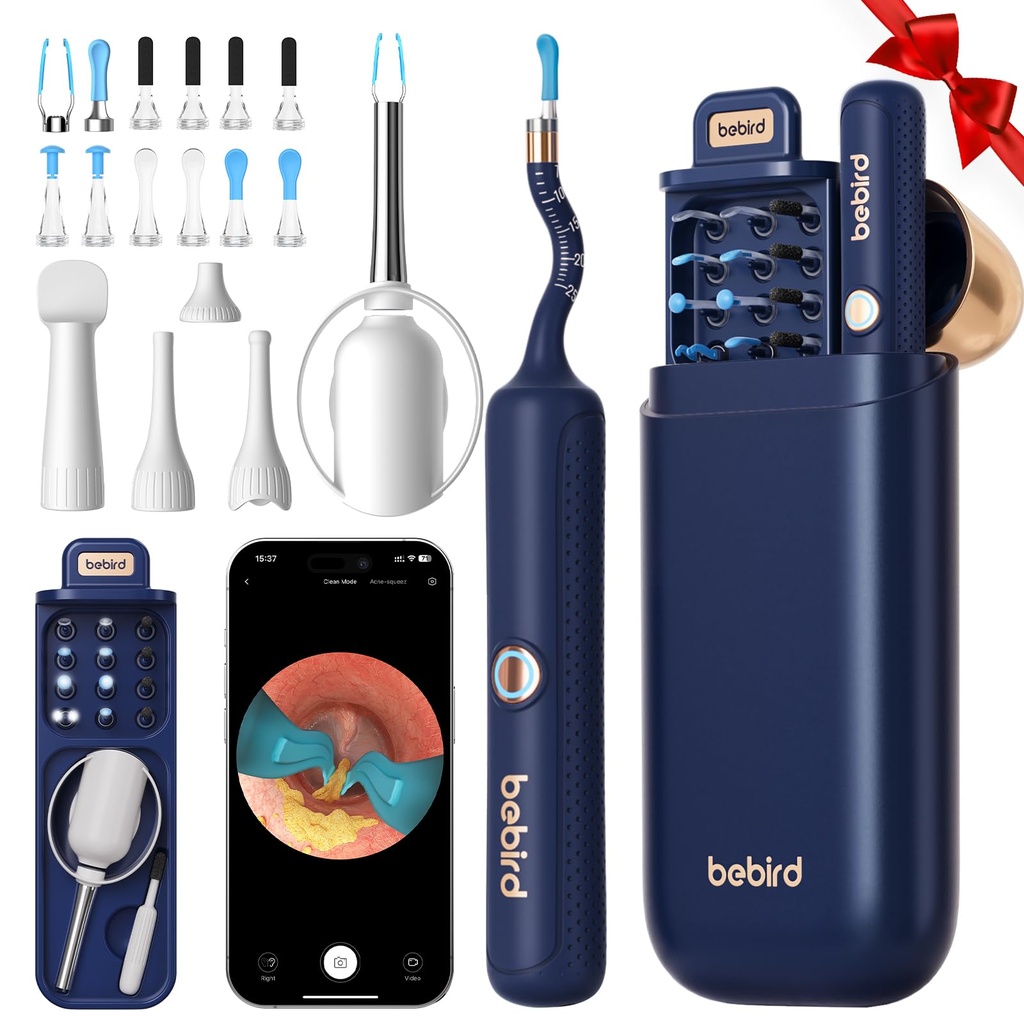 Bebird Earsight Plus R37R Ear Cleaning Camera Wax Removal Tool Kit de Ferramenta, Otoscópio de Ear Scope Flexível Câmera Luz, Piscador de ouvido Visual Removedor de Earwax sem fio para Adultos e Crianças