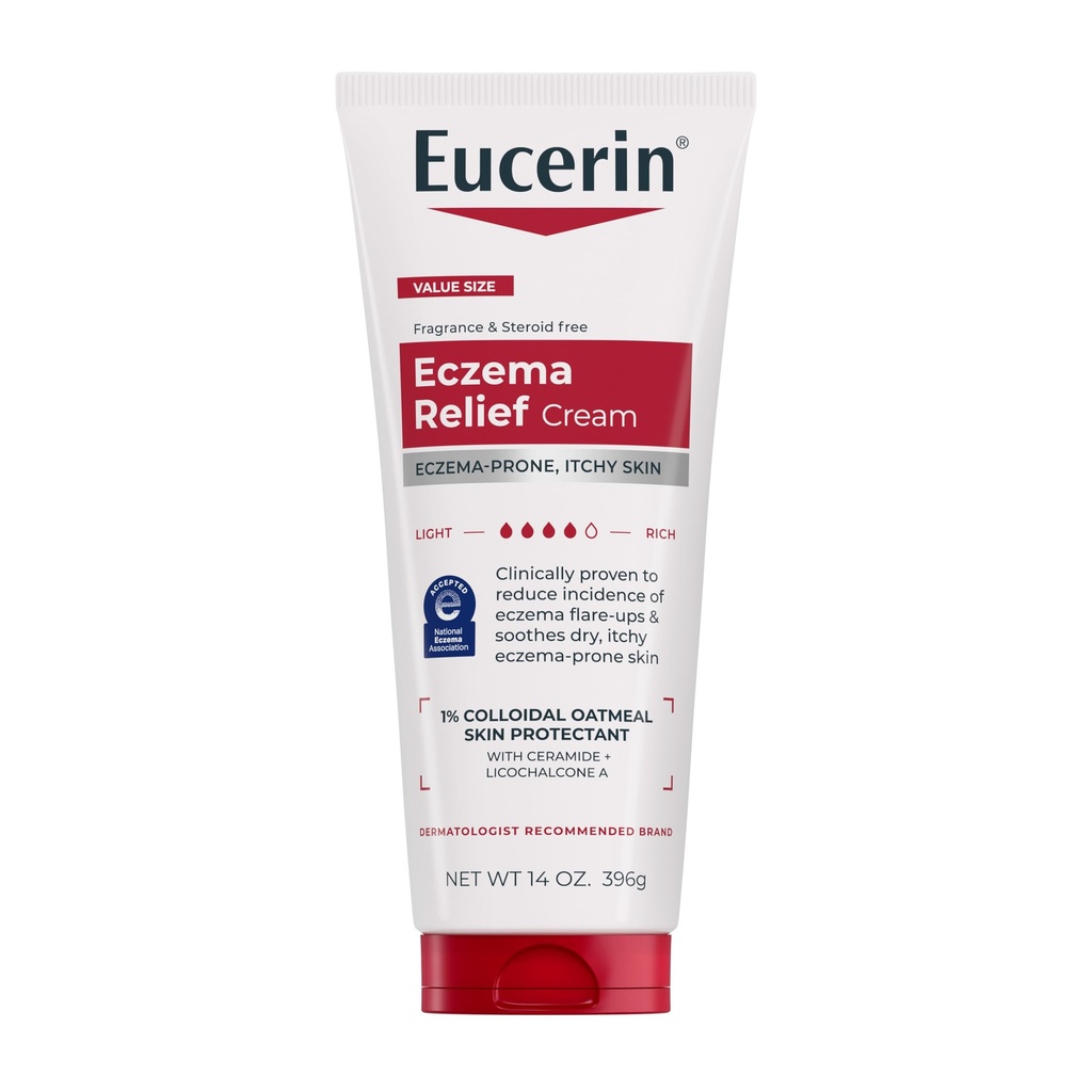 Eucerin Eczema Relief Body Cream, Eczema Cream com farinha de aveia coloidal, Ceramida-3 e extrato de raiz de alcaçuz, tubo de 14 Oz
