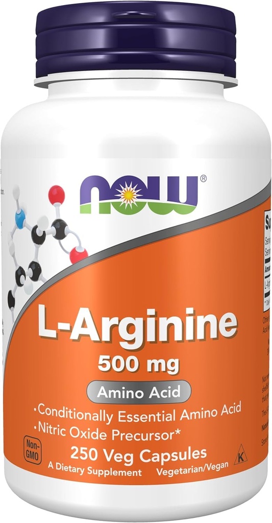 AGORA L-Arginina 500 mg, 250 Veg Cápsulas (a embalagem pode variar