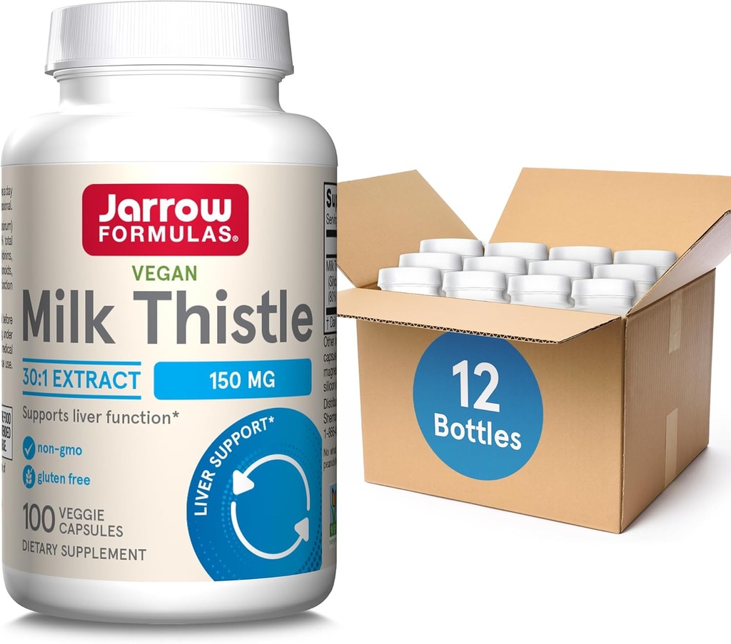 Jarrow Forms Milk Thistle 150 mg - Antioxidante Suportando Resposta Imune, Função Fígado & Glutationa - Até 100 Servings ( Cápsulas Vegetais), Embalagem de 12