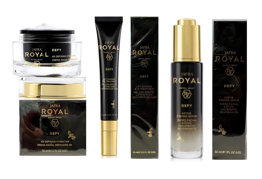 Jafra Royal Jelly Defy Trio-4D Defin Hydrator/Ativo Firming Serum/Olho Tratamento