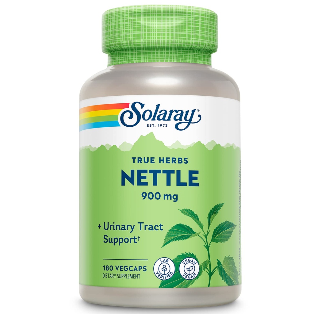 SOLARAY Nettle Leaf 450mg Rim Saudável, Urinário e Próstata Suporte Uso Tradicional para Alergia Saudável Resposta e Bem-Estar Respiratório 180 CT