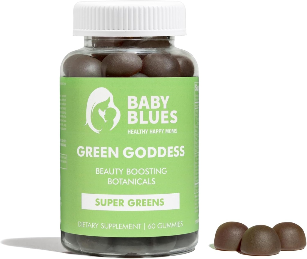 Baby Blues Green Goddess Gummies, 60 Suplemento Dietário Conde, Baseada em Plantas, Forma Gummy