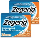 Zegerid OTC, Omeprazol Plus Bicarbonato de Sódio, 24 horas, Inibidor da Bomba de Prótons (IPP), Medicina da Azia, Redutor de Ácido, Duas Caixas 42ct