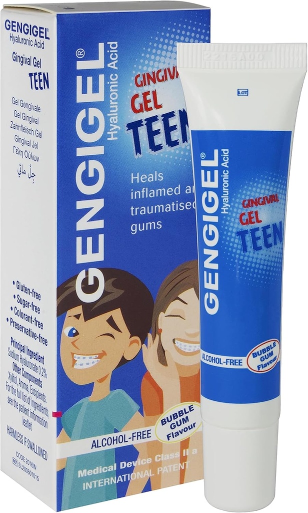 Gengigel Teen Hyaluronic Acid Gel oral para boca & chiclete Desconforto (15 ml), Acalma a irritação, Promove a cura natural e protege delicado tecido oral, Sem Paraben ou SLS, Vegan & Kosher