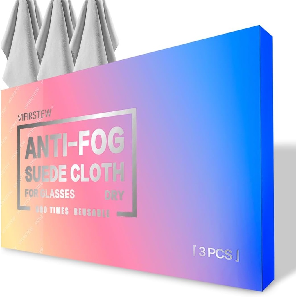 Seco Anti Fog pano, 3 embalagens Antifogging pano para óculos, tela, óculos, reutilizável e portátil de limpeza Lens pano para óculos revestidos com máscaras