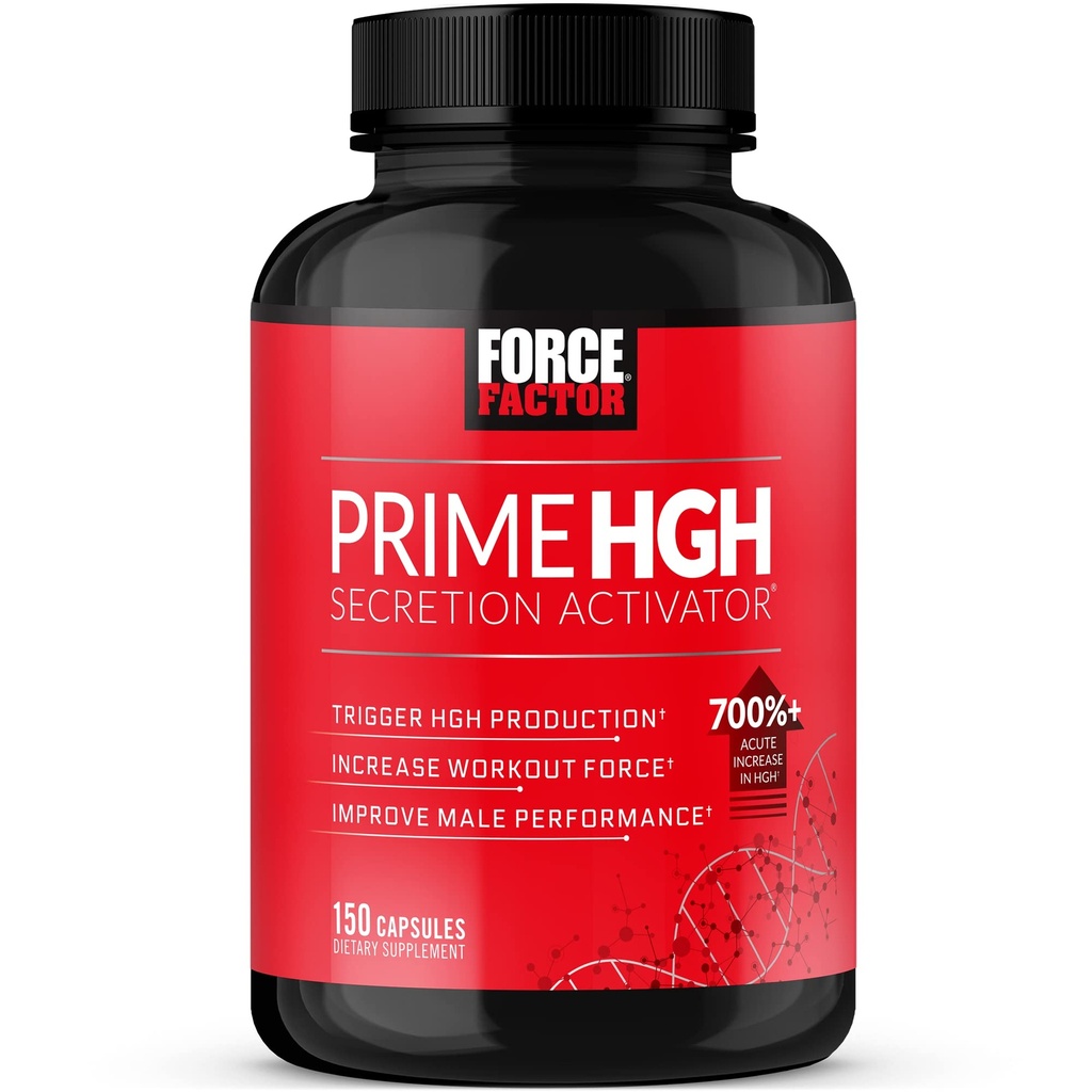 FORCE FACTOR Prime HGH Secretion Ativador Suplemento para homens com L-Arginina e L-Glutamina para Trigger HGH Produção, aumentar a força de treino e melhorar o desempenho atlético, 150 cápsulas