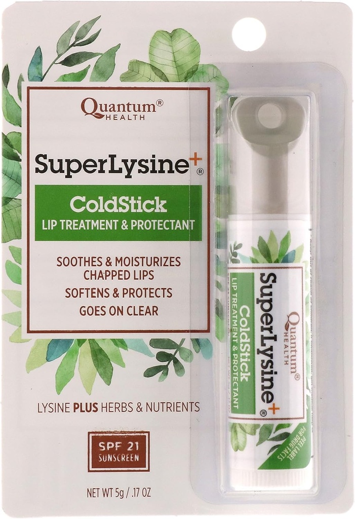 Saúde Quântica Lisina+ Coldstick, SPF 21, 0.17 Onças (Pacote de 2)
