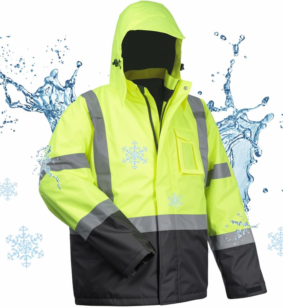 toolant 100% impermeável casacos de segurança para homens, Hi Vis Reflexive Work Jackets, construção de revestimentos de chuva para o tempo frio