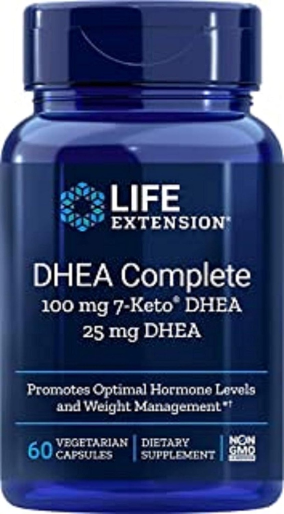 Extensão de Vida DHEA Completo, 100 mg 7- Keto DHEA, 25 mg DHEA, 60 Cápsulas