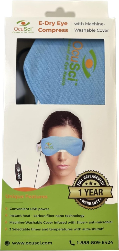 Compressão de olho seco com HydroHeat Machine Capa lavável, Economize 40%, Microondas para terapia de calor hidratante ou congelar para terapia fria para tratar: Síndrome de olho seco (USB Dry Eye Compress)