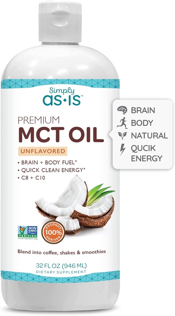 AS-IS Simply Premium MCT Oil C8 & C10 ou sem sabor 100% de cocos não-GMO Perfeito para café da manhã