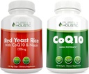 Puramente Holístico Vermelho Levedura Arroz 1200mg & Niacin + CoQ10 100mg - 120 Cápsulas & 240 Softgels Bundle - Made in USA