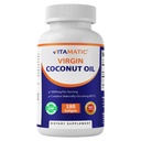 Vitamatic Virgin Coconut Oil Softgels, 3000 mg por serviço, 60 Servings, 180 Count, Non-GMO, Gluten Free
