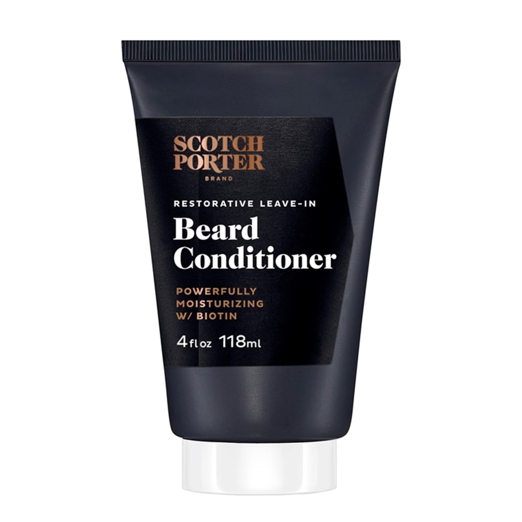 Scotch Porter Restorative Leave-In Beard Conditioner – Amaciador de Condicionamento Profundo com Sentido Leve, Reduz Frizz & Proporciona Hydration & Shine de longa duração para Dull, Seco, Barba Coarse – 4 onças.