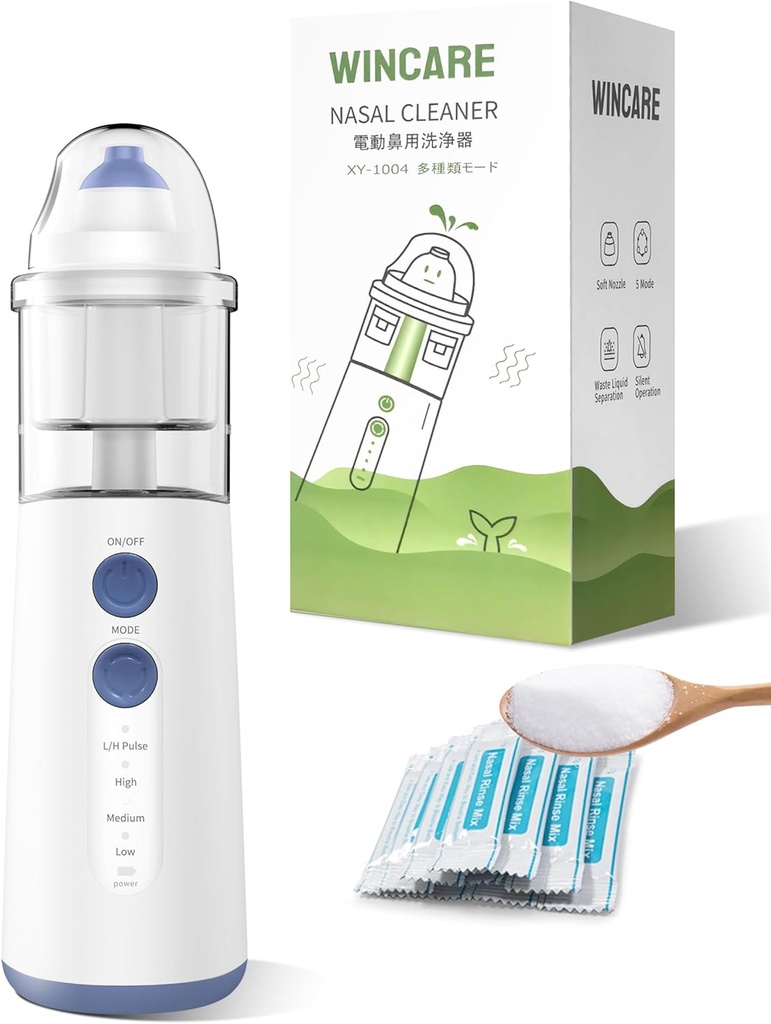 Cuidado nasal para limpeza do nariz de alívio do sinus, kit de lavagem do sinus com 10 pacotes de sal, sistema de irrigação nasal portátil para crianças e adultos, alternativas de limpeza do sinus Powered para Neti Pot (azul