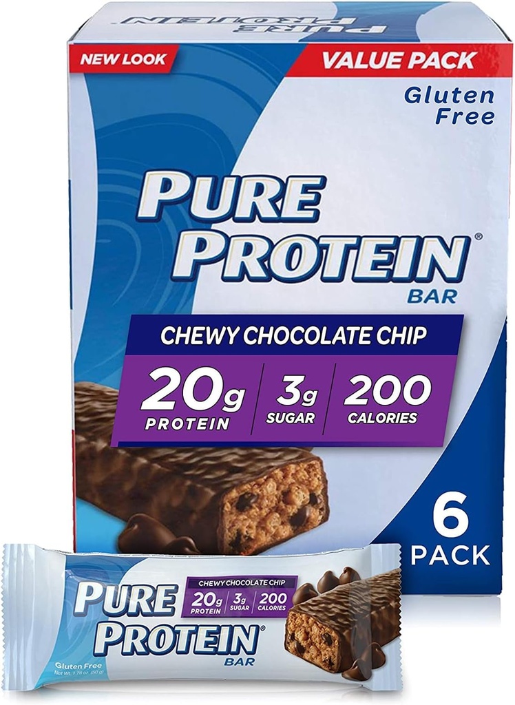 Pure Protein® Chewy Chocolate Chip, 50 gramas, 6 contagem Multipack