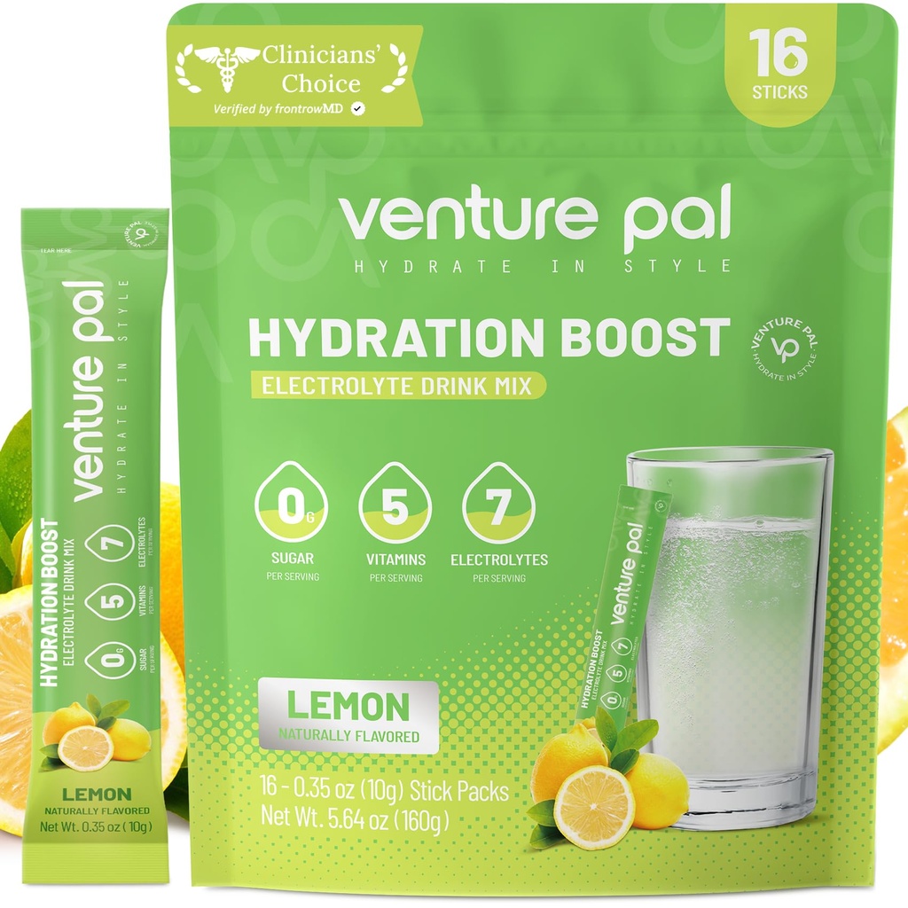 Venture Pal Sugar Free Electrolyte Powder Packets - Liquid Daily IV Drink Mix for Rapid Hydration & Party Recovery (Rápido Hydration & Party Recovery) 5 Vitaminas e 7 Eletrolitos Keto Friendly