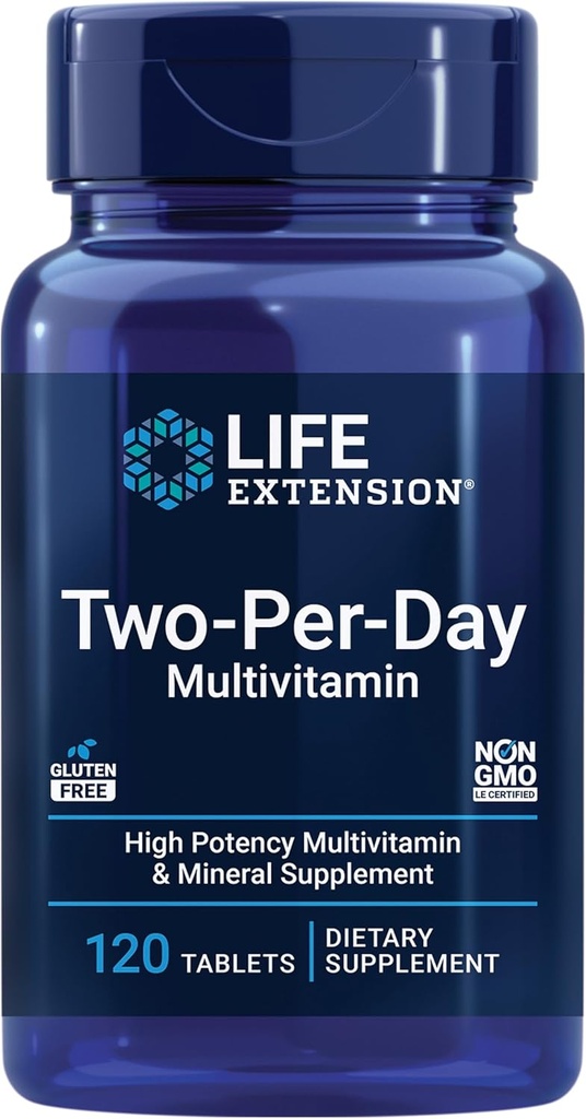 Extensão de vida Super Bio-Curcumina e Dois-Por-Dia 120 Comprimido Multivitamin Bundle - 60 Cápsulas Vegetarianas