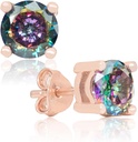 Artesanato Rose ouro banhado natural Mystic Topaz Sterling Silver Stud Brincos