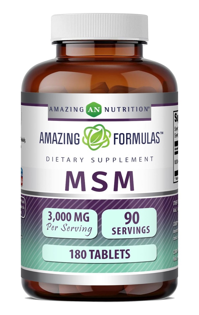 Fórmulas surpreendentes HSH (Metilsulfonilmetano) Suplemento de 1500 Mg por suplemento de serviço de 180 Comprimidos