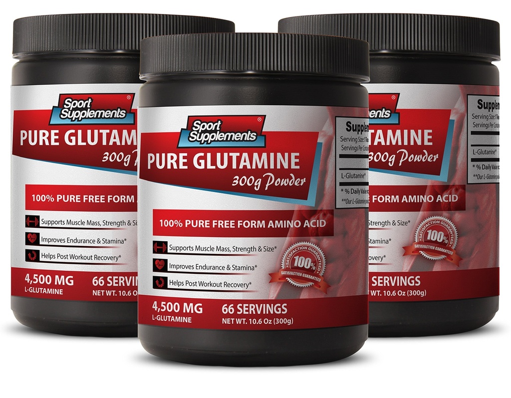 Brain and Memory Booster - Pure GLUTAMINE Powder 4.500MG - Suporte imunológico, suplemento de glutamina em pó, suplementos de reforço de energia, l glutamina pré-treino, l glutamina pós-treino 3 garrafa (900g)