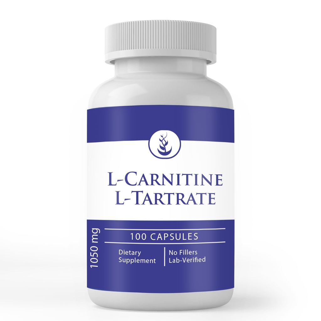 Puro Ingredientes Originais L-Carnitina L-Tartrato (100 Cápsulas) Sempre Puro, Sem Aditivos ou Aditivos, Laboratórios Verificados