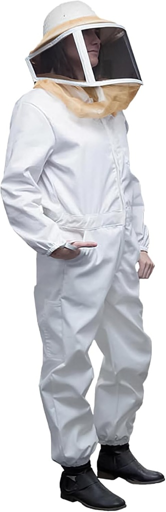 Terno de abelha de Mann Lake Deluxe, Apicultura com Véu quadrado Zippered, Durável 50/50 Algodão / Poliéster Mistura, Terno de proteção de abelha, Terno de apicultura profissional para adultos, Grande
