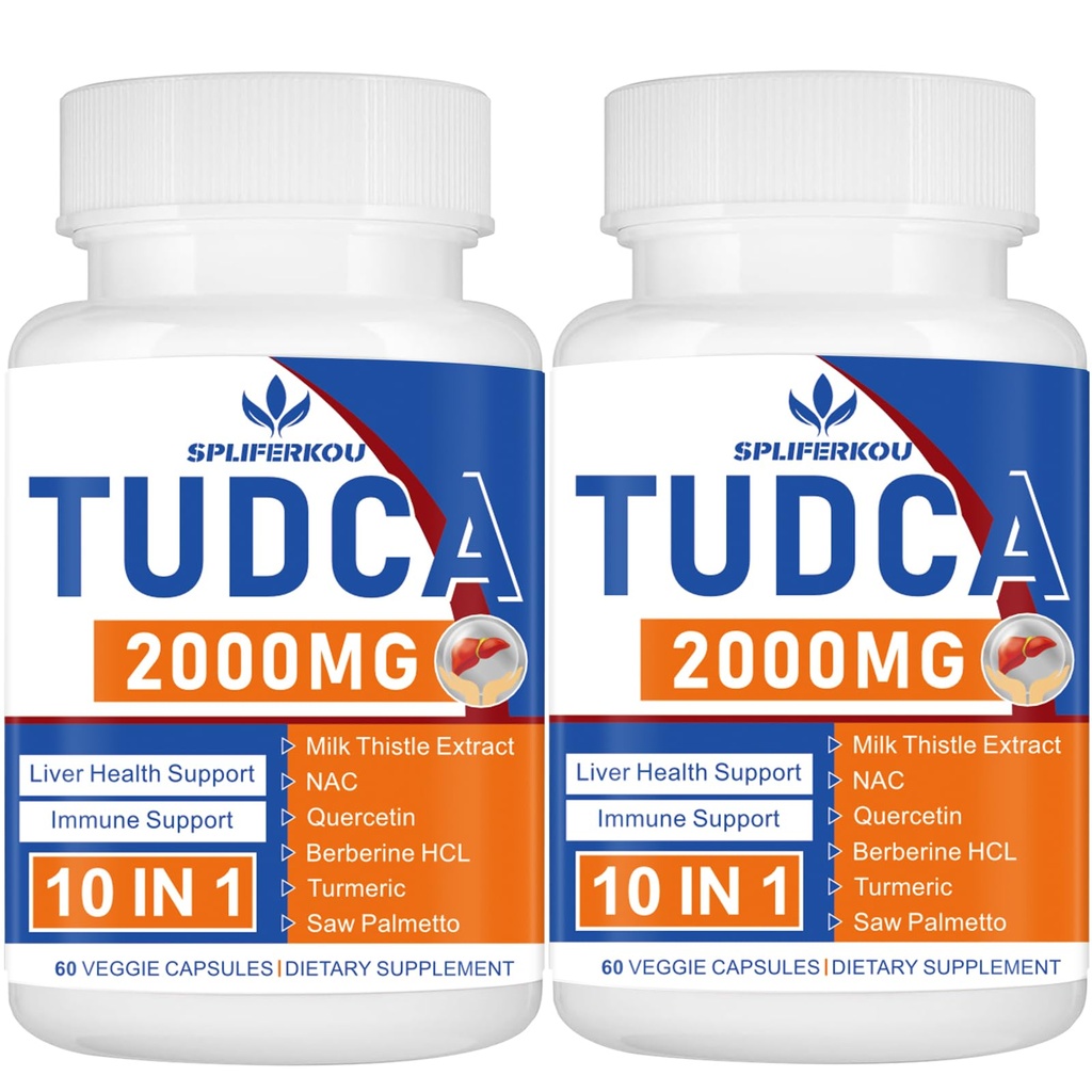 2000mg Suplemento de suporte de fígado de Tudca, Sal de Bile de Tudca com cardo de leite e Nac,120 Cápsulas para 60 dias,Suporte para fígado, desintoxicação, Sistema imunológico