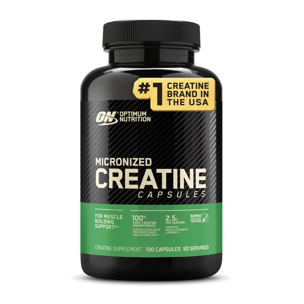Cápsulas Micronizadas de Creatina Mono-hidratada, Keto Friendly, 2500mg, 100 Cápsulas