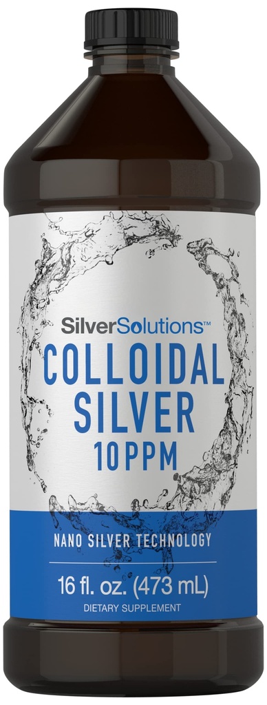 Carlyle Colloidal Silver Líquido de 10 PPM , 16 fl. Oz (473 ml) , com Nano Silver Technology Solutions , Vegetarian, Non-GMO, Gluten Free Supplement