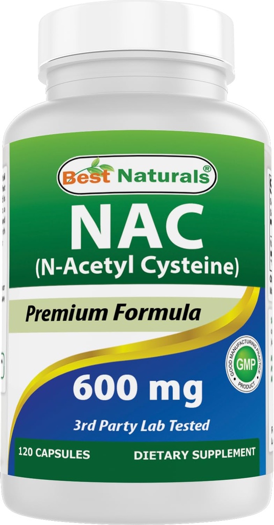 Melhores naturais NAC - N Acetil Cysteine 600 mg 120 Cápsulas - n Acetil cisteína - Poderoso antioxidante