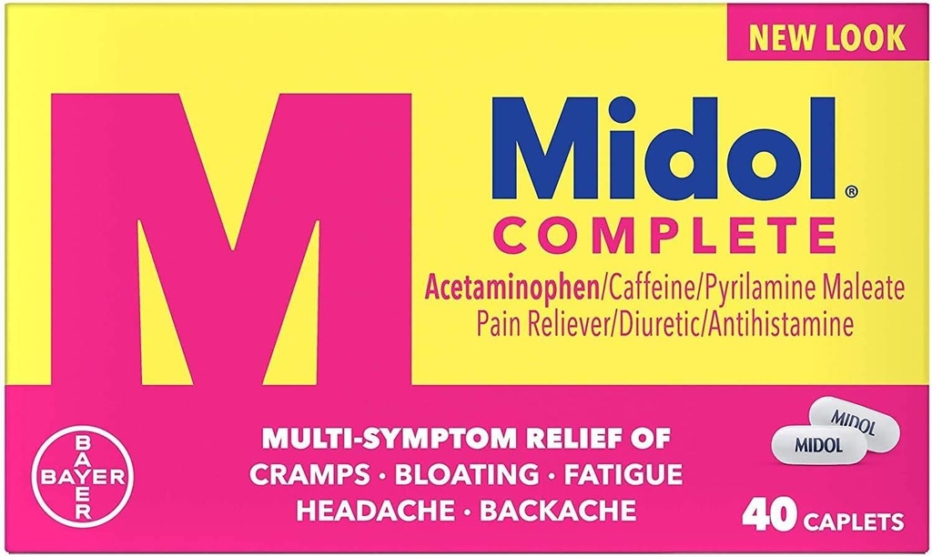 Midol completa máxima força dor Reliever Caplets 40 ea (Pacote de 4)