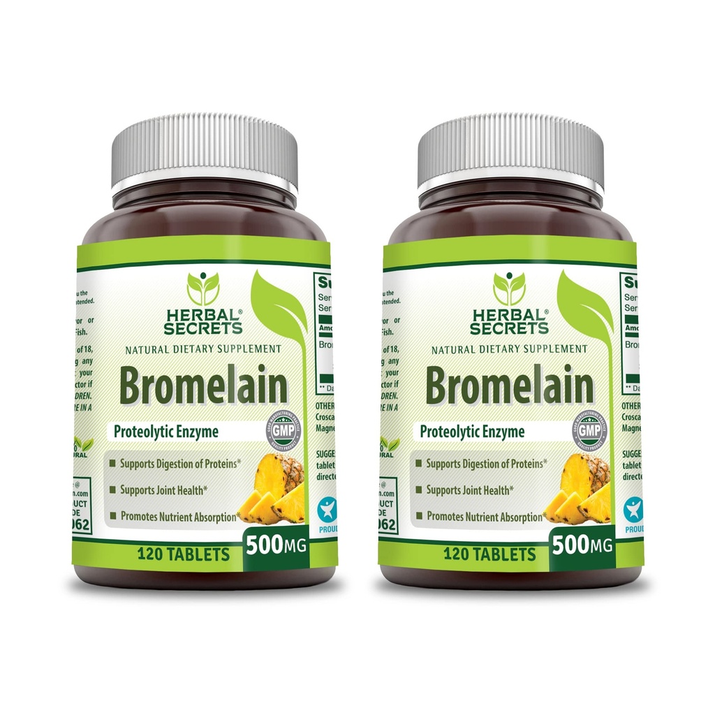 Herbal Secrets Bromelain 500 Mg 120 Comprimidos Suplemento