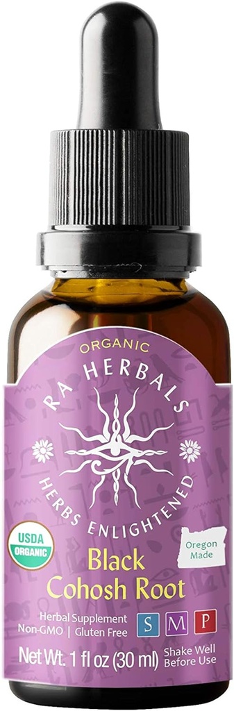 Ra Herbals Orgânico Preto Cohosh Extrato Líquido - Suporte de Menopausa - 1 fl oz
